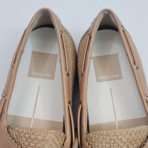 Dolce Vita Darsen Woven Loafer Womens 8 Tan Raffia Lace Up Boat Shoe Casual NEW - Picture 9 of 15